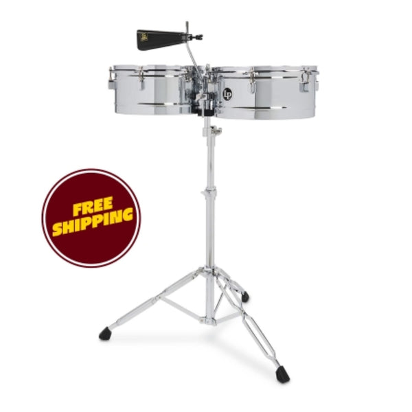 Drum set with free shipping label on a white background