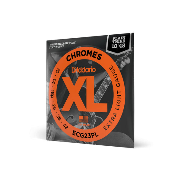 D'Addario Guitar Strings 10-48 Extra Light, Plain Third, XL Chromes Electric Guitar Strings