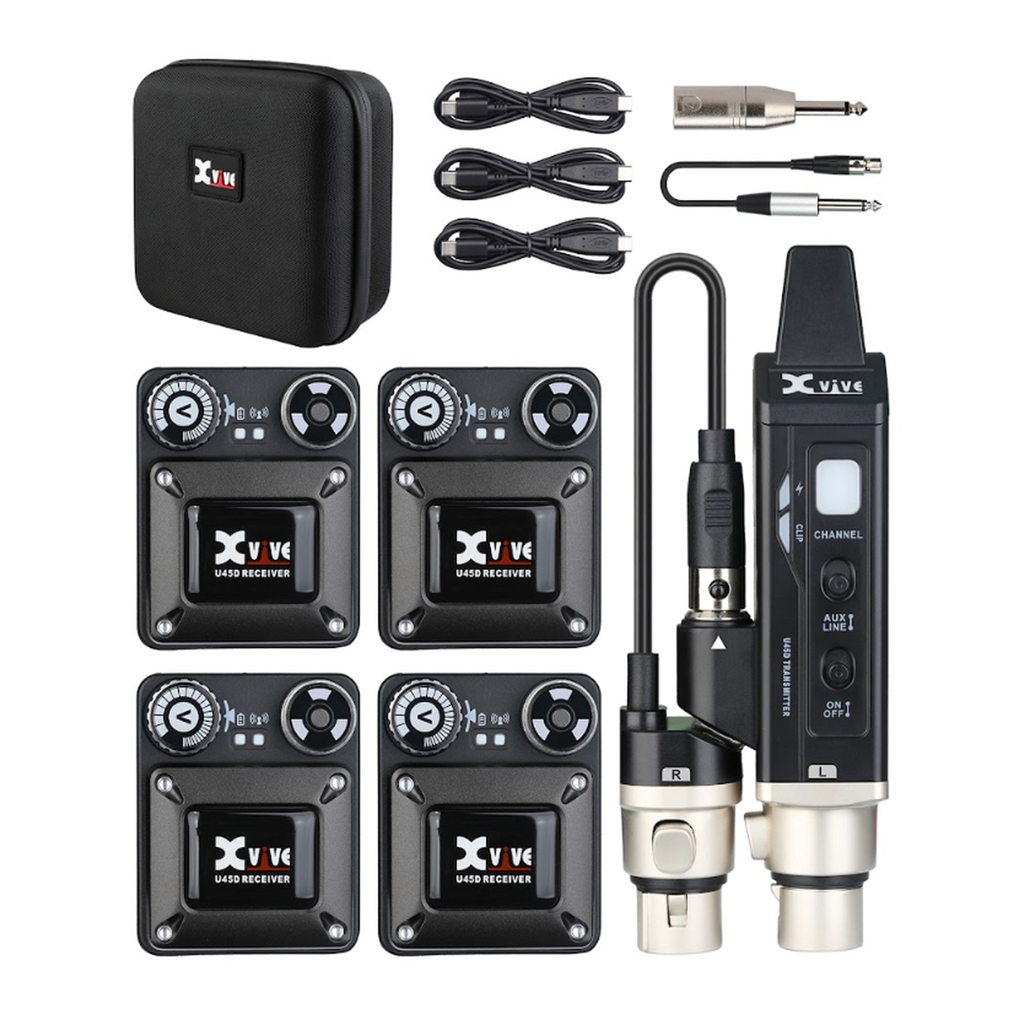 Xvive U45DR4 stereo wireless in-ear monitor system with four receivers