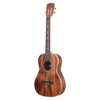 Kala KA-SA-B all-solid acacia baritone ukulele, angled front view showing figured grain and maple binding