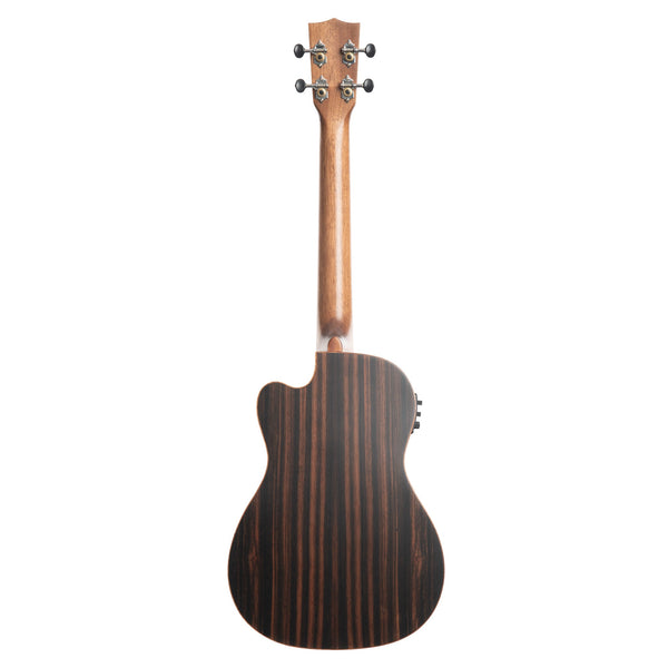 Kala KA-SSEBY-B-CE Solid Spruce Striped Ebony Baritone Acoustic-Electric Ukulele