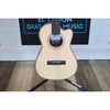 Kala KA-SSEBY-B-CE Solid Spruce Striped Ebony Baritone Acoustic-Electric Ukulele with a natural wood finish and black hardware, displayed at ECG Music shop.