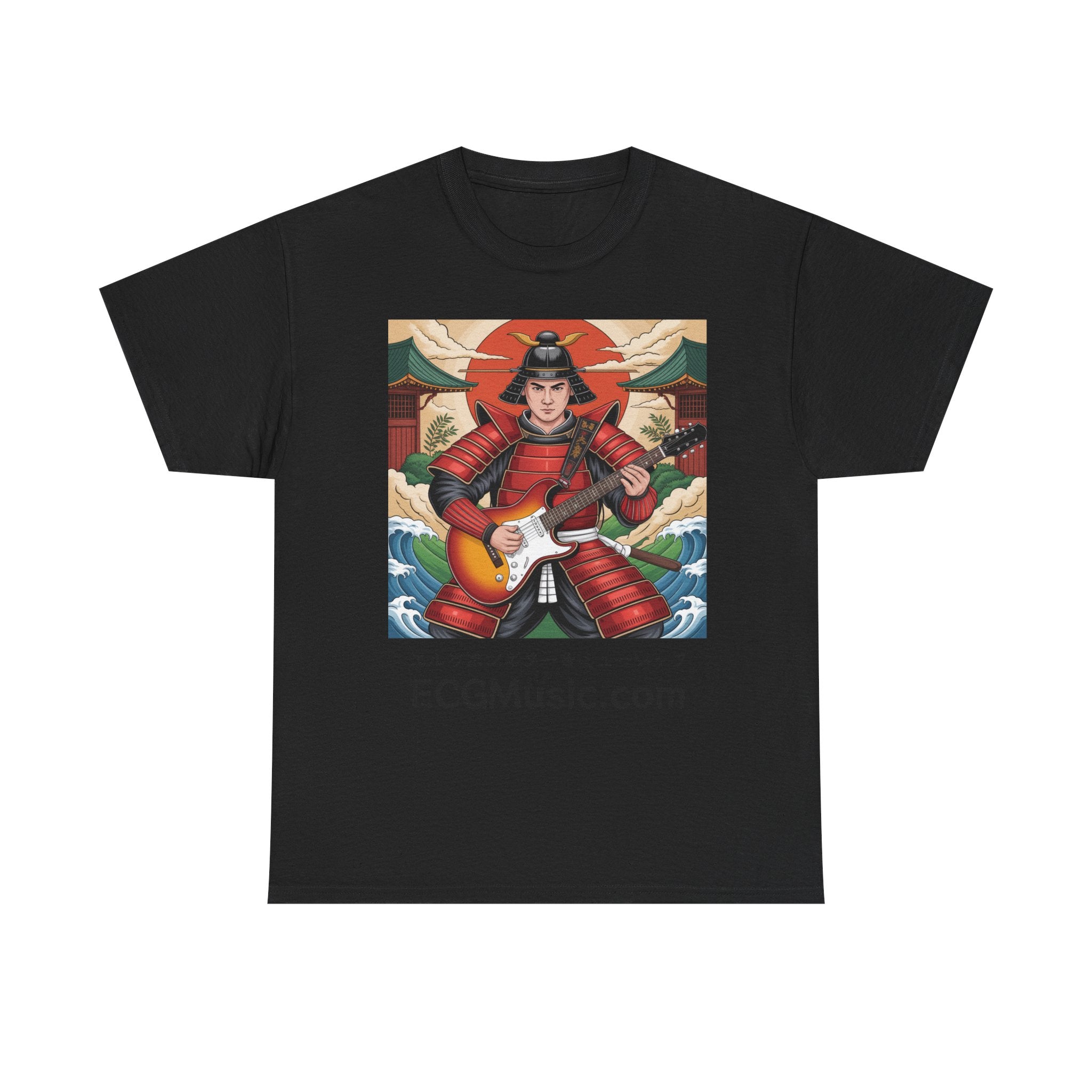 Rockin' Samurai Tee | Unisex Heavy Cotton Shirt, Guitar Lover Gift, Music Enthusiast Apparel, Unique Artwork Tee, Casual Wear