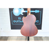 A Kala KA-SA-TE-C All-Solid Acacia Tenor Cutaway Ukulele with Fishman Electronics ukulele  showing the back and wood grain in front of the ECG Music logo at the shop.