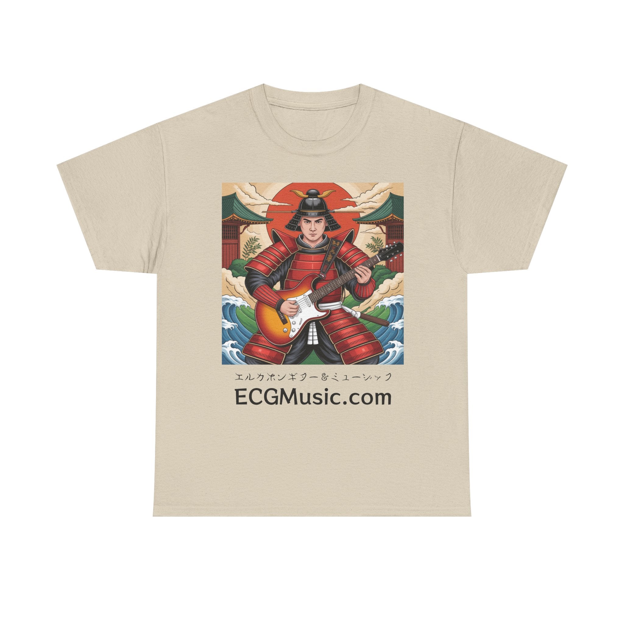 Rockin' Samurai Tee | Unisex Heavy Cotton Shirt, Guitar Lover Gift, Music Enthusiast Apparel, Unique Artwork Tee, Casual Wear