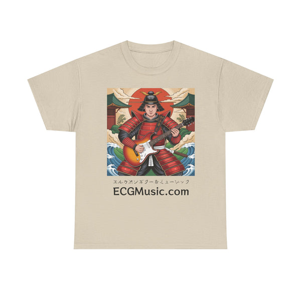 Rockin' Samurai Tee | Unisex Heavy Cotton Shirt, Guitar Lover Gift, Music Enthusiast Apparel, Unique Artwork Tee, Casual Wear