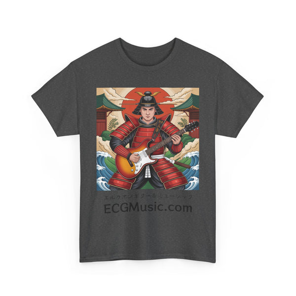 Rockin' Samurai Tee | Unisex Heavy Cotton Shirt, Guitar Lover Gift, Music Enthusiast Apparel, Unique Artwork Tee, Casual Wear