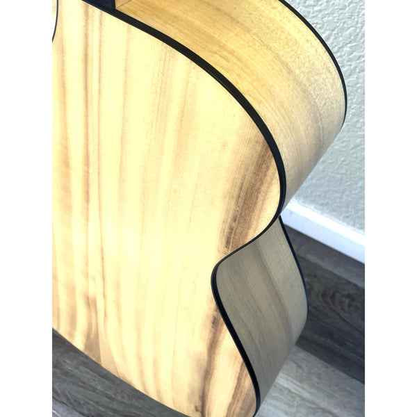 Breedlove Oregon Concerto CE solid Myrtlewood back and side detail showing the unique natural wood grain – serial 30844