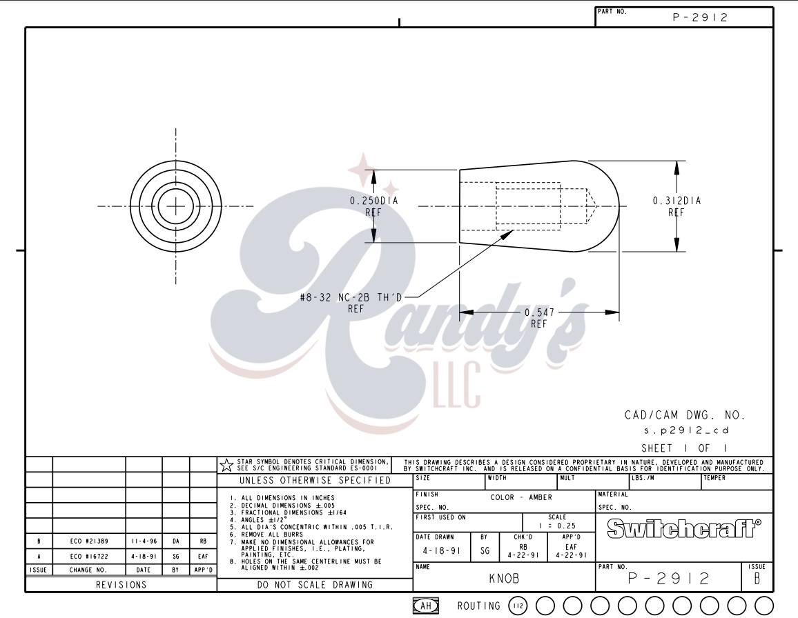 Switchcraft 3-Way Toggle Switch Tip - Fits Gibson®