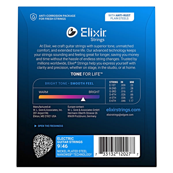 Elixir Nickel-Plated Steel Electric Guitar Strings with NANOWEB Technology