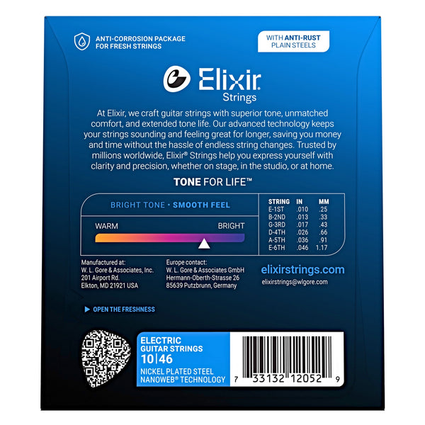 Elixir Nickel-Plated Steel Electric Guitar Strings with NANOWEB Technology