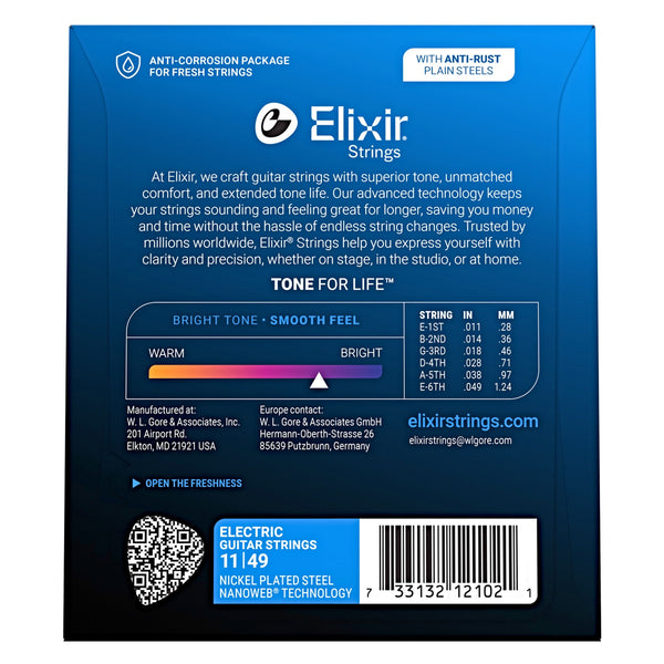 Elixir Nickel-Plated Steel Electric Guitar Strings with NANOWEB Technology