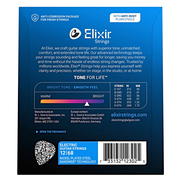 Elixir Nickel-Plated Steel Electric Guitar Strings with NANOWEB Technology