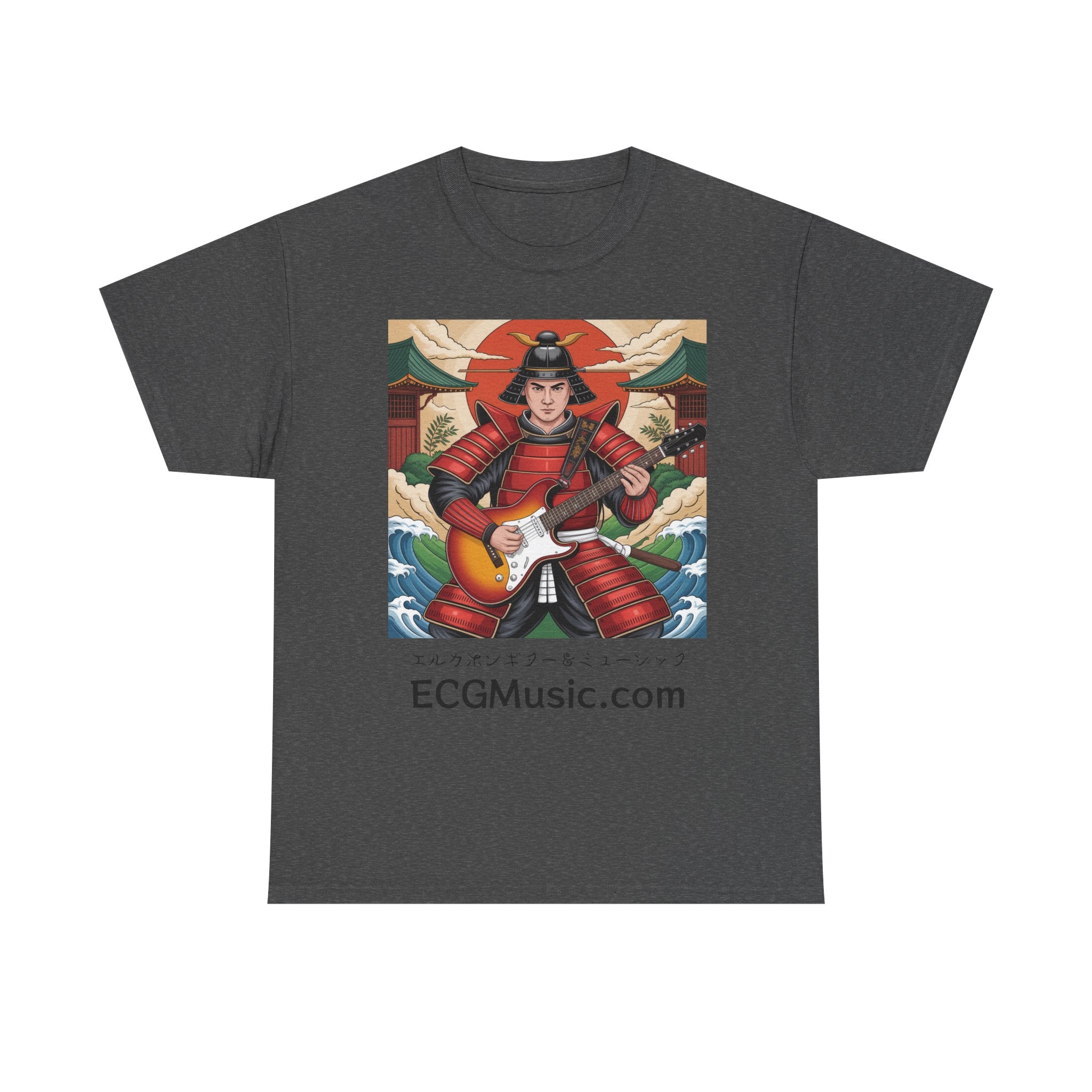 Rockin' Samurai Tee | Unisex Heavy Cotton Shirt, Guitar Lover Gift, Music Enthusiast Apparel, Unique Artwork Tee, Casual Wear