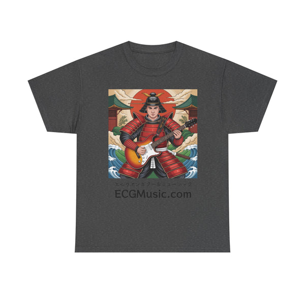 Rockin' Samurai Tee | Unisex Heavy Cotton Shirt, Guitar Lover Gift, Music Enthusiast Apparel, Unique Artwork Tee, Casual Wear