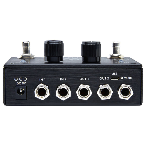 Pigtronix Infinity Looper 2 SPL2 rear panel with stereo inputs and outputs, 9V DC, USB and remote jacks