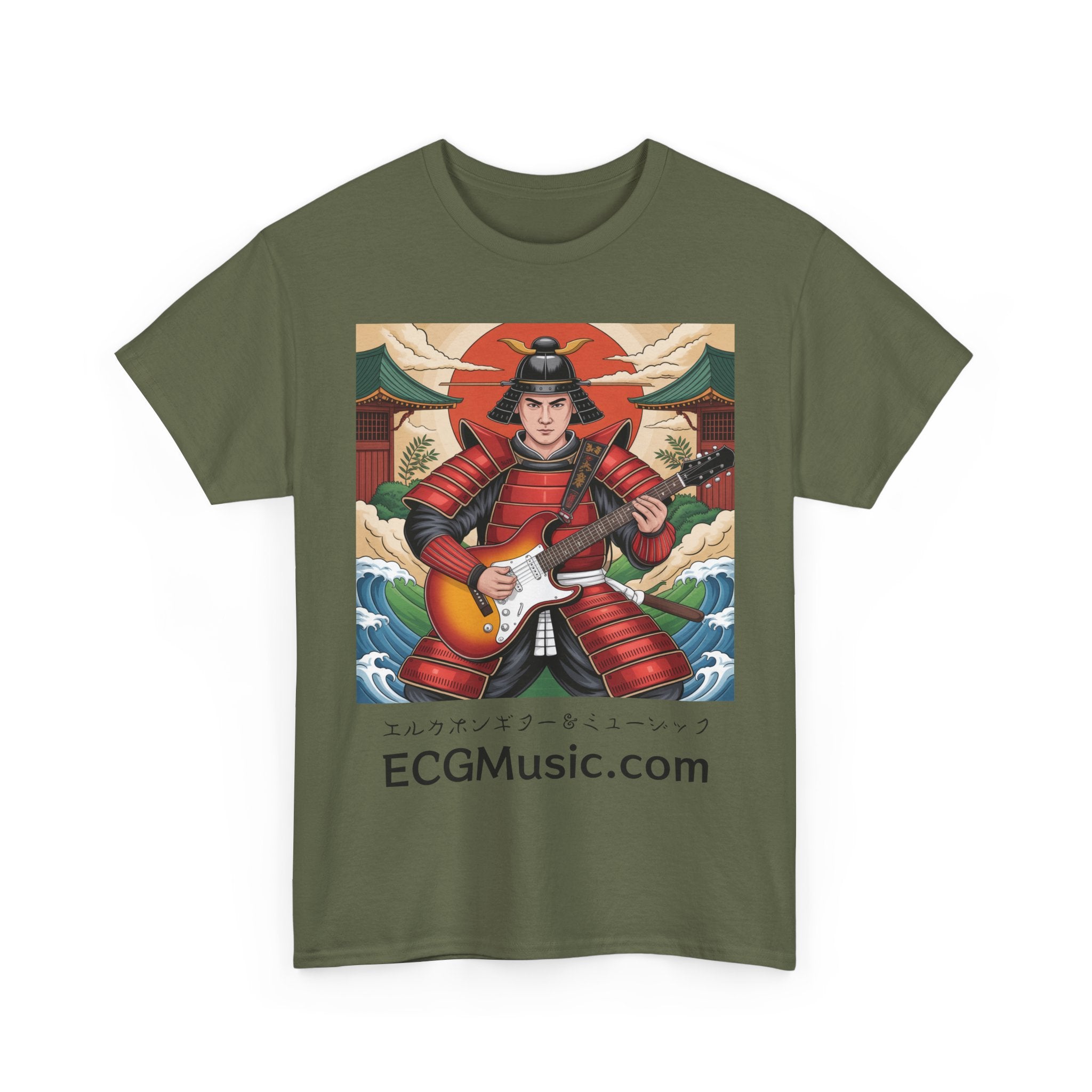 Rockin' Samurai Tee | Unisex Heavy Cotton Shirt, Guitar Lover Gift, Music Enthusiast Apparel, Unique Artwork Tee, Casual Wear
