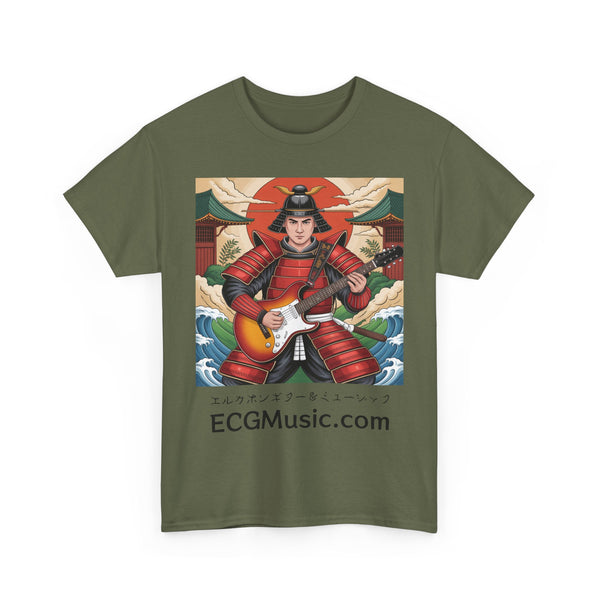 Rockin' Samurai Tee | Unisex Heavy Cotton Shirt, Guitar Lover Gift, Music Enthusiast Apparel, Unique Artwork Tee, Casual Wear