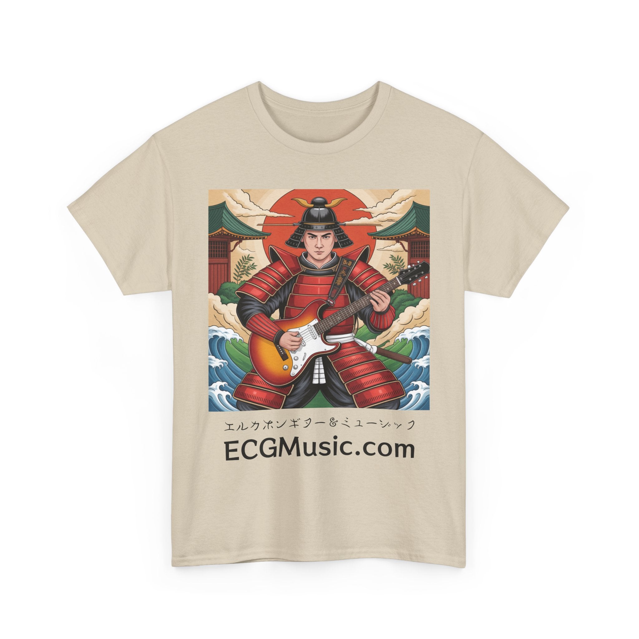 Rockin' Samurai Tee | Unisex Heavy Cotton Shirt, Guitar Lover Gift, Music Enthusiast Apparel, Unique Artwork Tee, Casual Wear