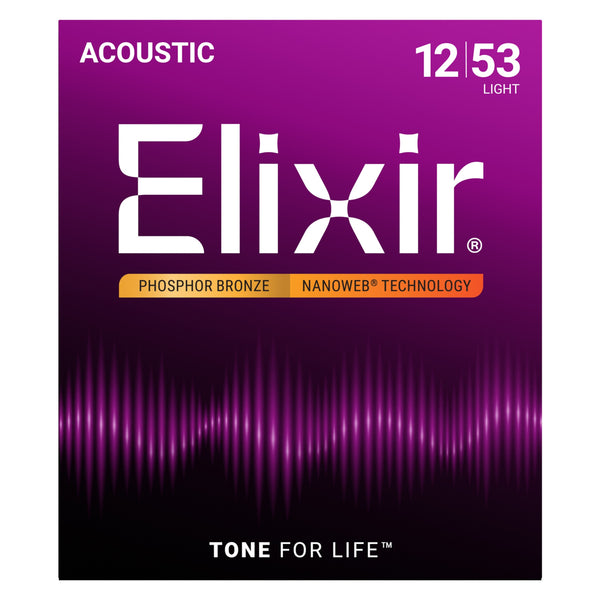 Elixir Phosphor Bronze Acoustic Guitar Strings with NANOWEB Technology
