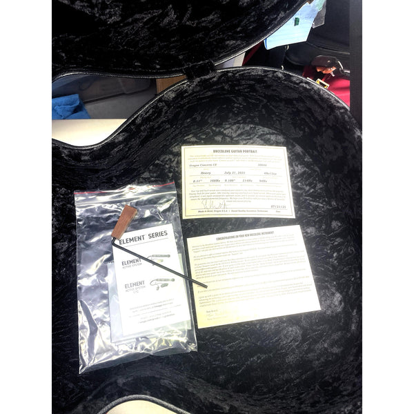 COA and Guitar Portrait, Case contents in the Deluxe CaseBreedlove Oregon Myrtlewood Dreadnought Concerto CE – USA Made  
