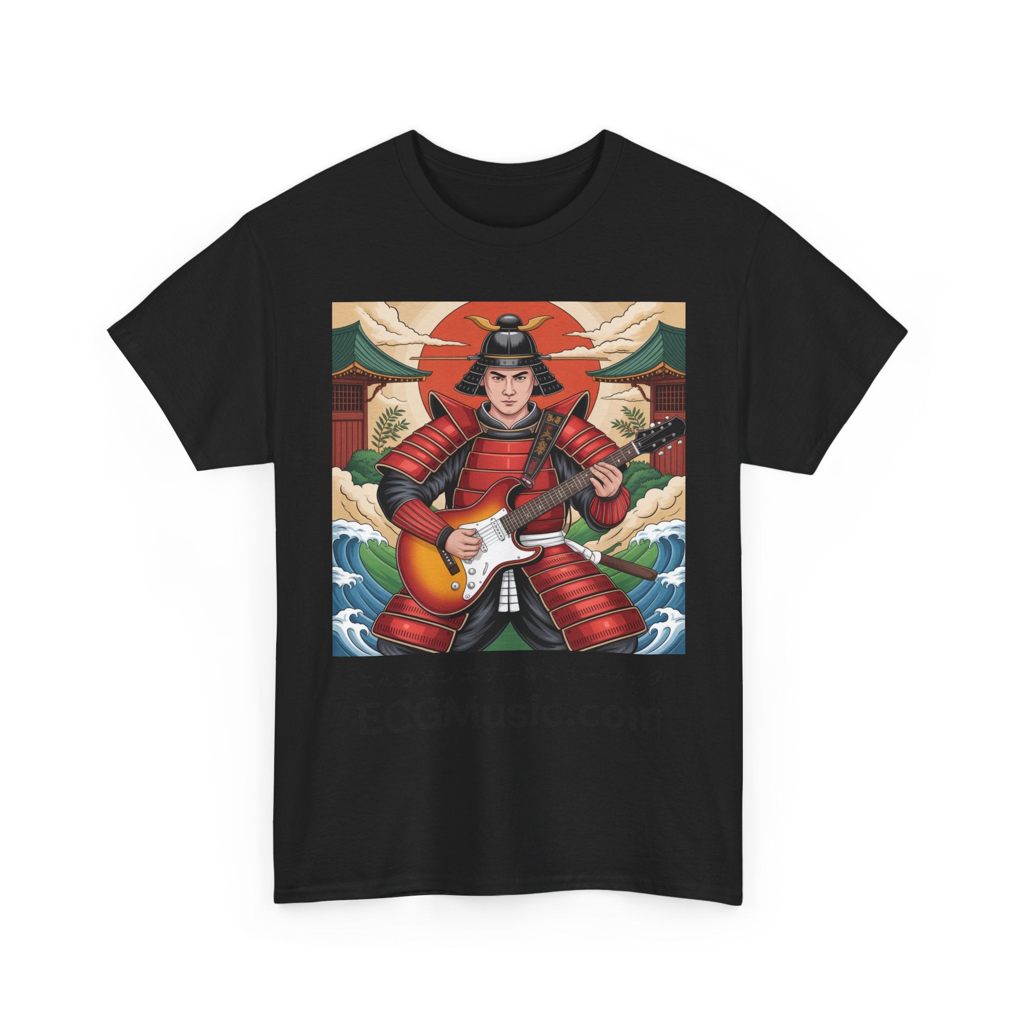 Rockin' Samurai Tee | Unisex Heavy Cotton Shirt, Guitar Lover Gift, Music Enthusiast Apparel, Unique Artwork Tee, Casual Wear