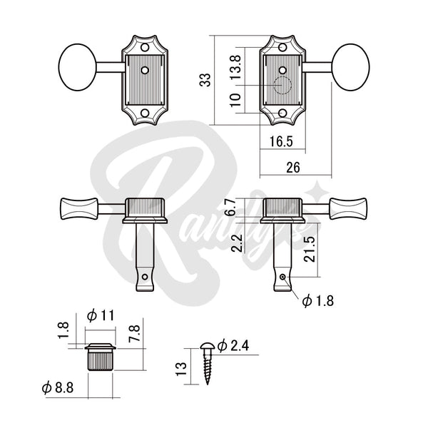 "Vintage Tone Revival" Tuners by Gotoh® w/ Oval Buttons (Tall Posts) - Fits Gibson®