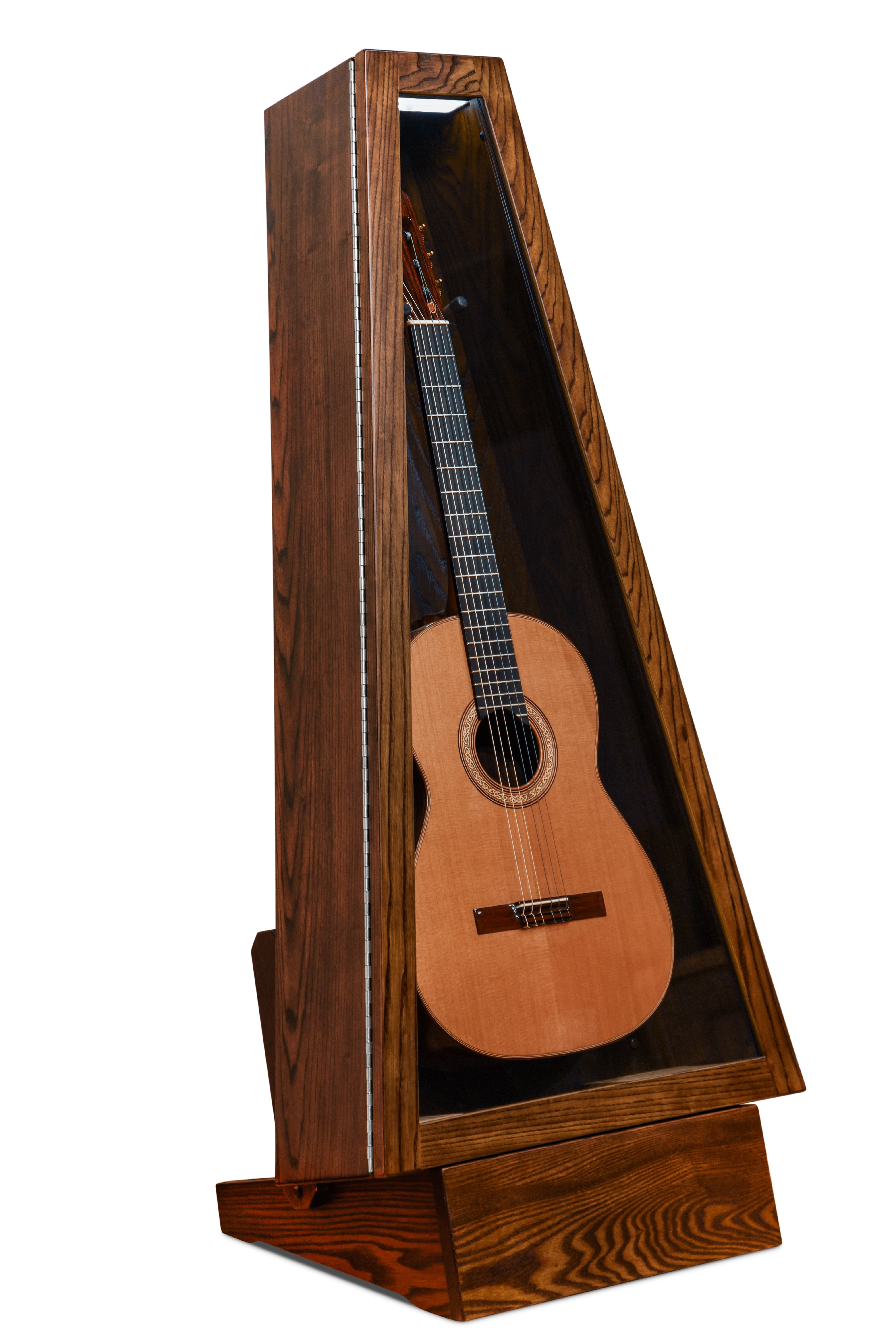 ClimaStand Triangle Humidor with Base - Northern White Ash with Rich Tobacco Stain