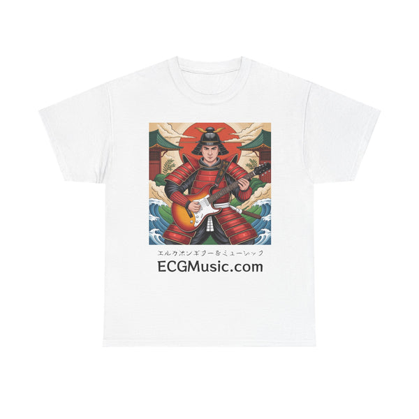 Rockin' Samurai Tee | Unisex Heavy Cotton Shirt, Guitar Lover Gift, Music Enthusiast Apparel, Unique Artwork Tee, Casual Wear