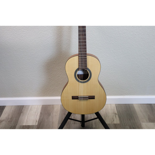 Protégé by Córdoba C1M 3/4 classical guitar, front view of spruce top, rosette and bridge