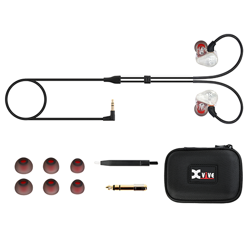 Xvive T7 in-ear monitors with case and accessories