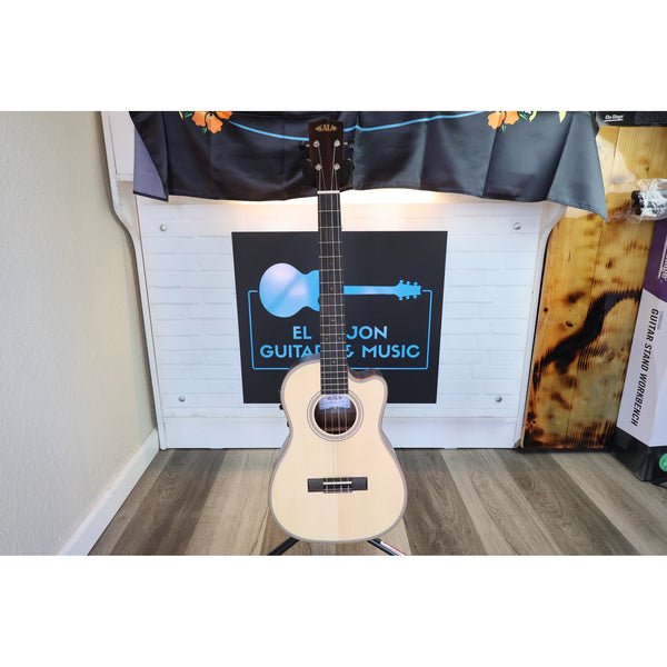 Kala KA-SSEBY-B-CE Solid Spruce Striped Ebony Baritone Acoustic-Electric Ukulele