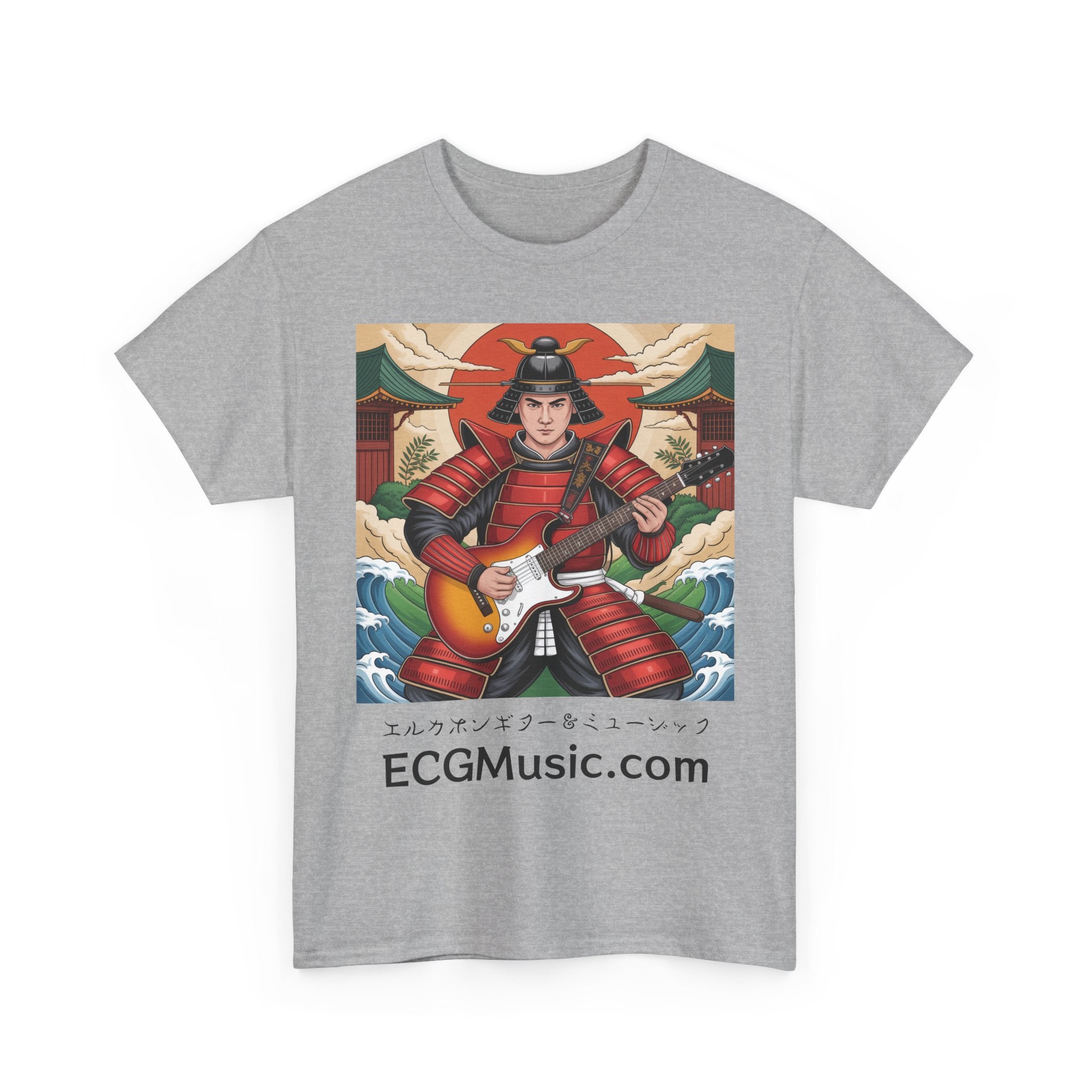 Rockin' Samurai Tee | Unisex Heavy Cotton Shirt, Guitar Lover Gift, Music Enthusiast Apparel, Unique Artwork Tee, Casual Wear