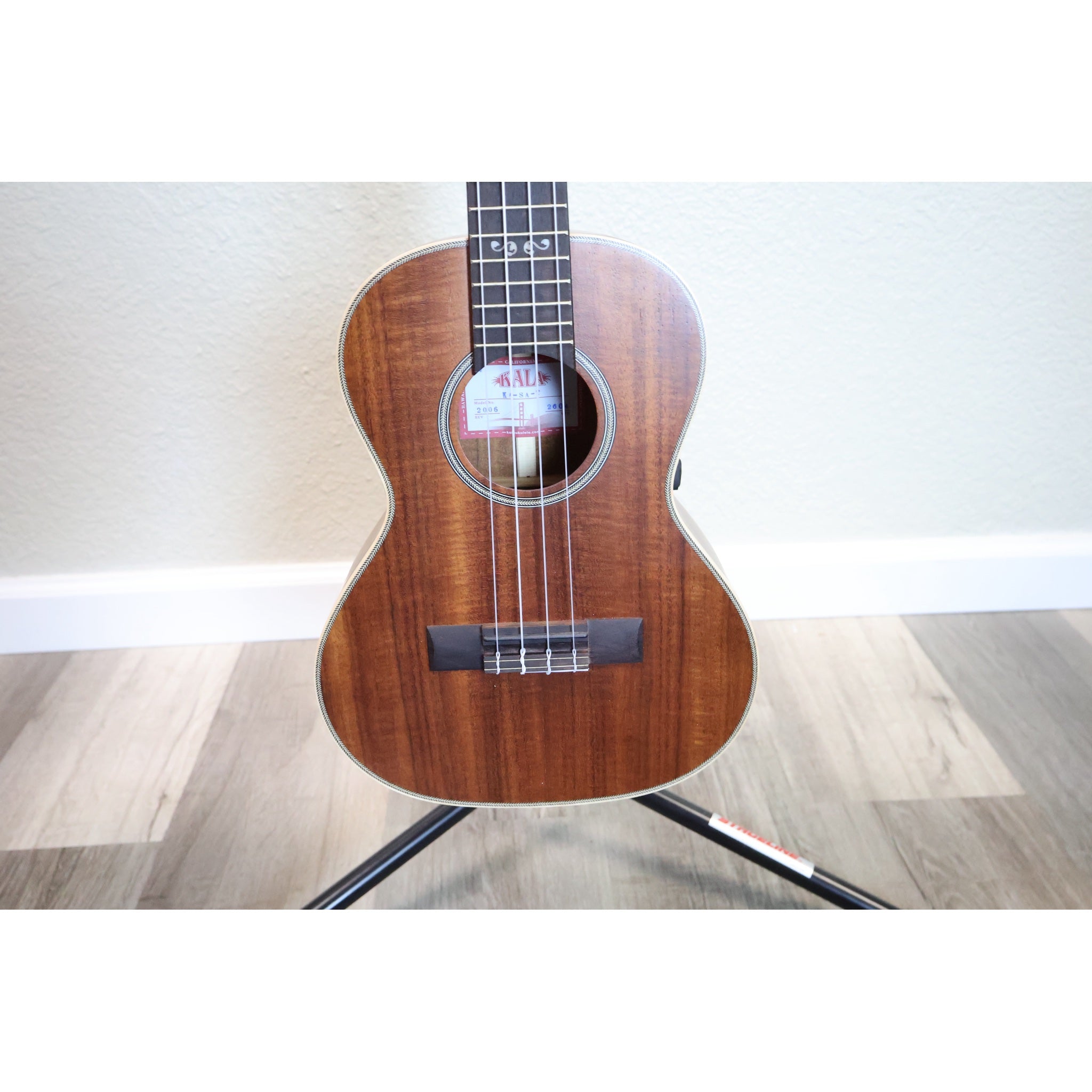 Kala KA-SA-T solid acacia tenor ukulele front view of body and neck