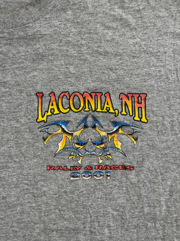 Y2K Tribal Biker T-shirt Laconia New Hamsphire Rally & Races