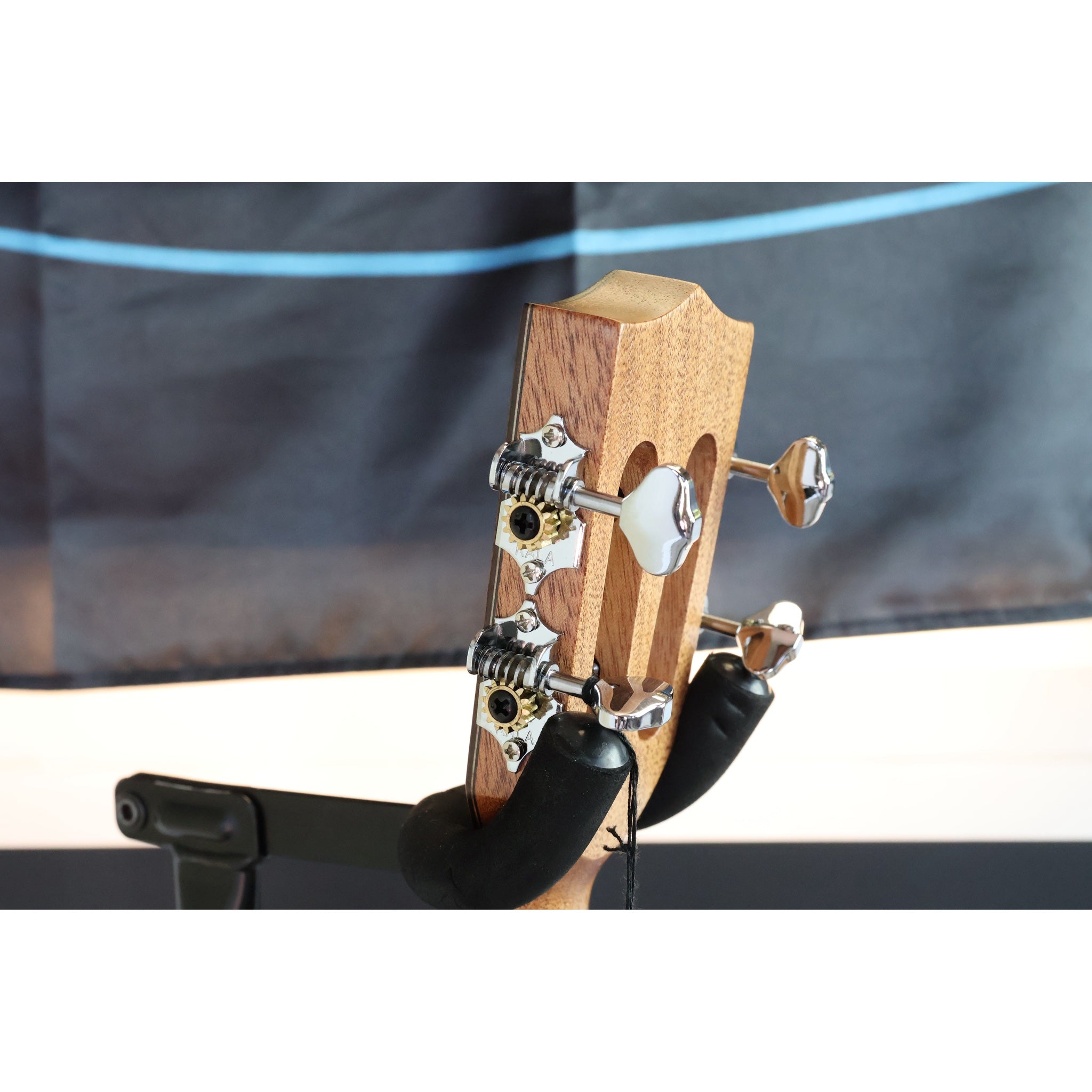 Close-up of the rear headstock and tuners of this Kala KA-SA-TE-C All-Solid Acacia Tenor Cutaway Ukulele with Fishman Electronics ukulele  at ECG Music.