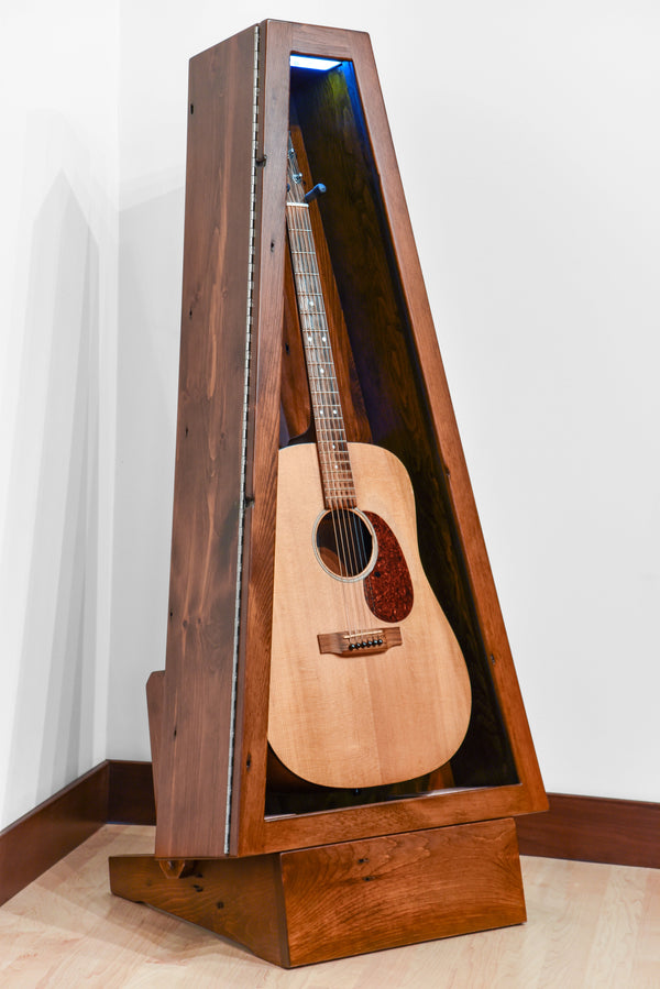 ClimaStand Triangle Humidor with Base - 300 Year Old Reclaimed Wood with Boston Stain