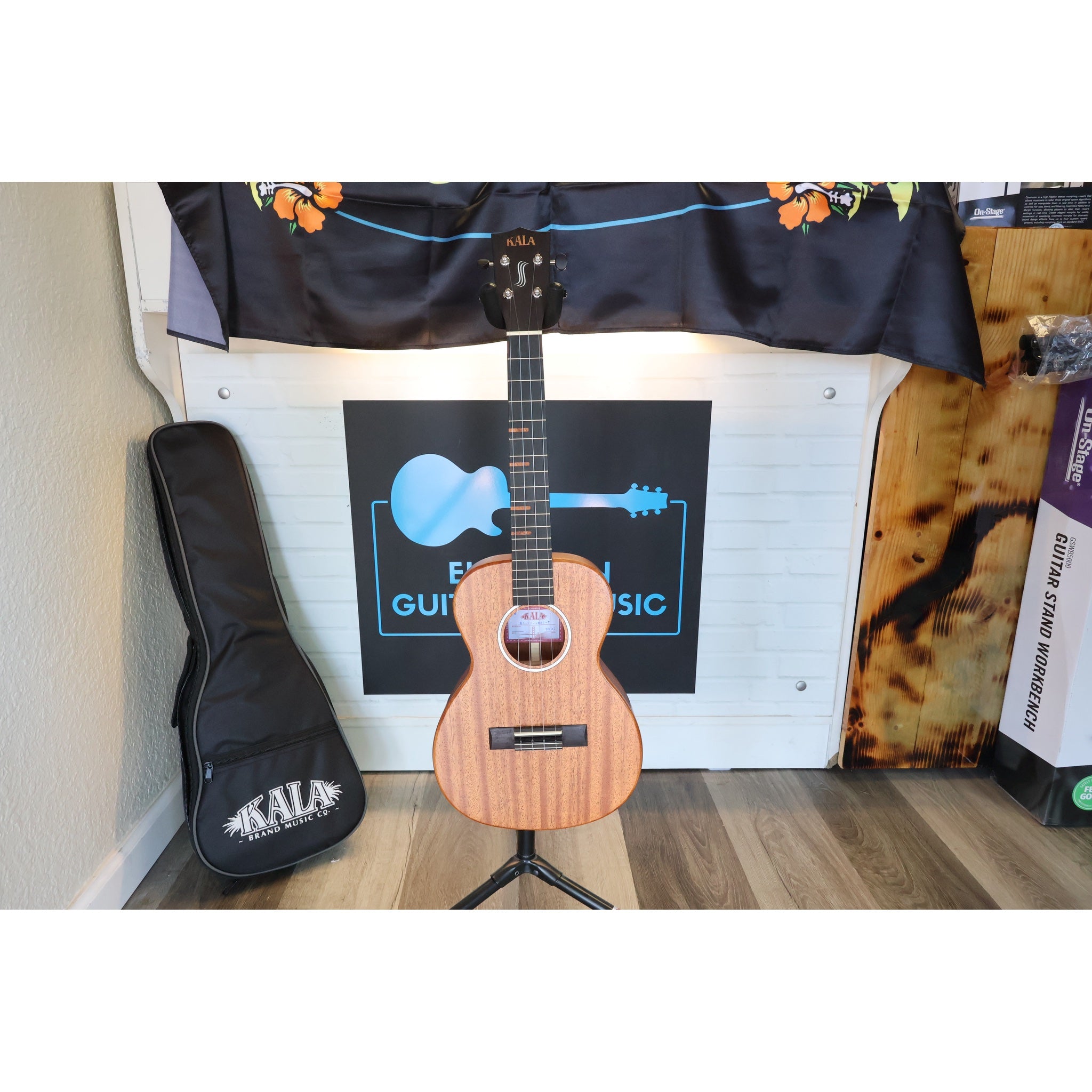 Kala KA-WF-AMHG-T All Solid Mahogany Waterfall Tenor Ukulele with Gig Bag