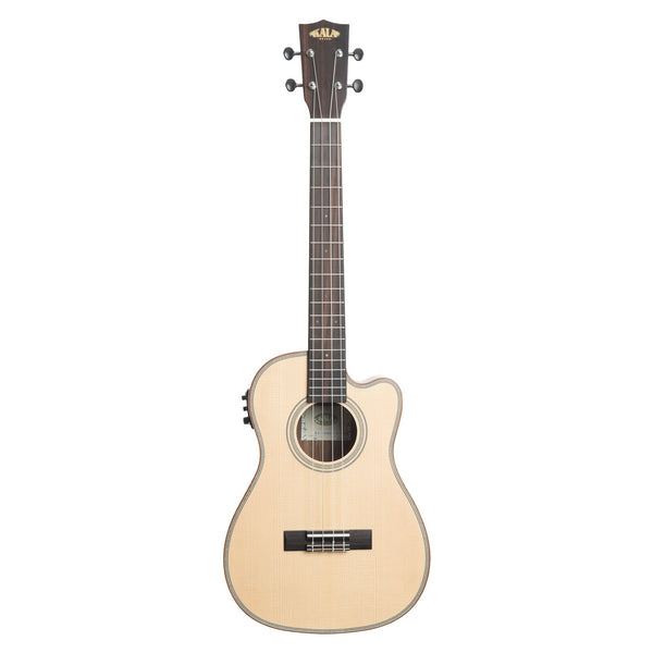 Kala KA-SSEBY-B-CE Solid Spruce Striped Ebony Baritone Acoustic-Electric Ukulele
