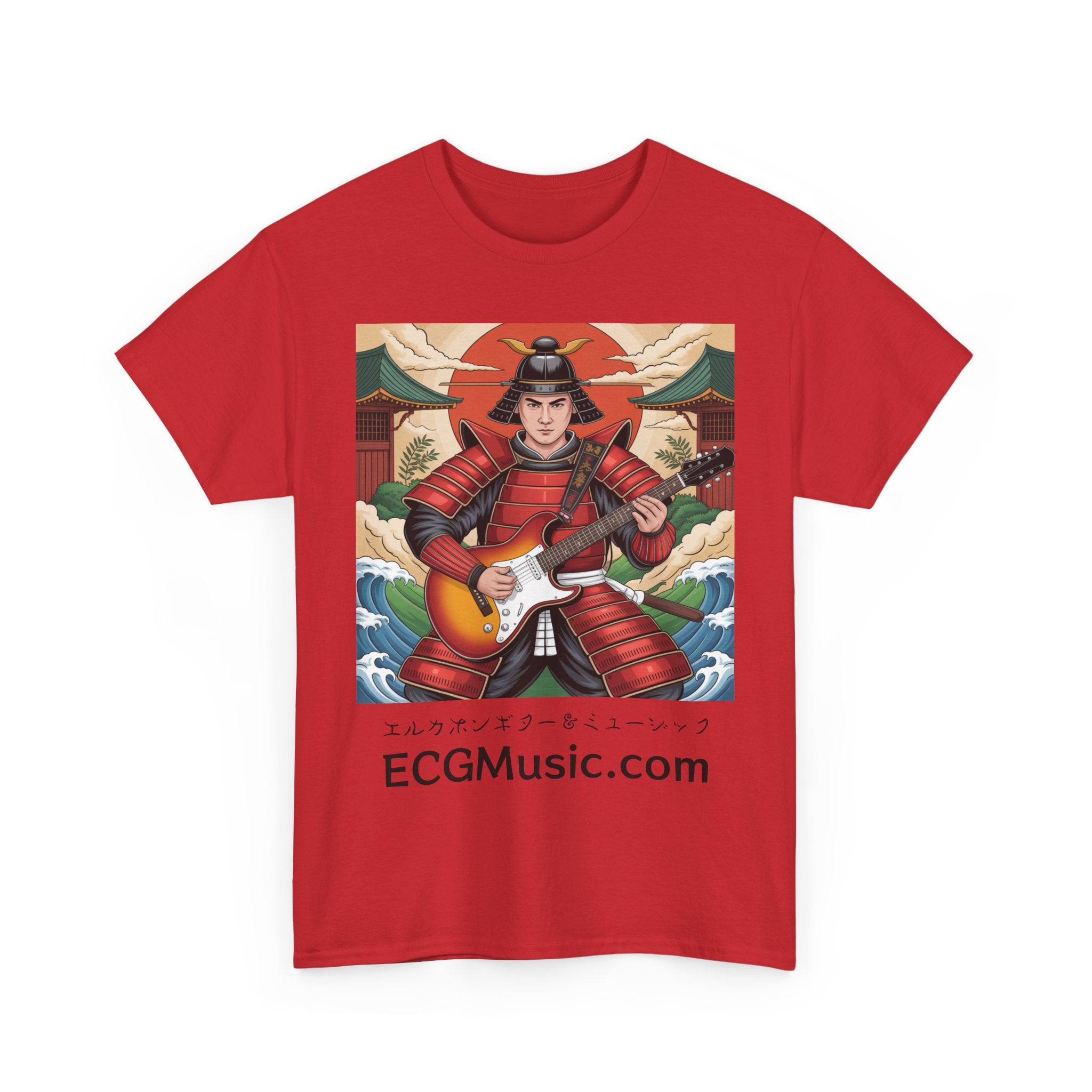 Rockin' Samurai Tee | Unisex Heavy Cotton Shirt, Guitar Lover Gift, Music Enthusiast Apparel, Unique Artwork Tee, Casual Wear