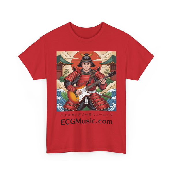 Rockin' Samurai Tee | Unisex Heavy Cotton Shirt, Guitar Lover Gift, Music Enthusiast Apparel, Unique Artwork Tee, Casual Wear