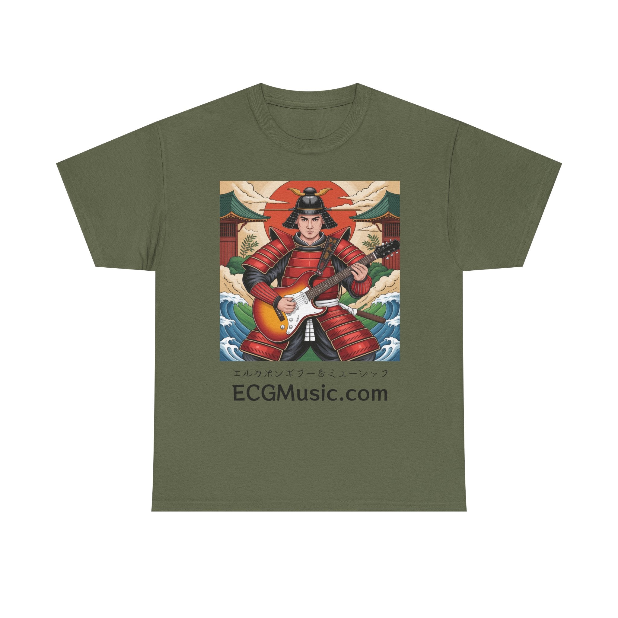 Rockin' Samurai Tee | Unisex Heavy Cotton Shirt, Guitar Lover Gift, Music Enthusiast Apparel, Unique Artwork Tee, Casual Wear