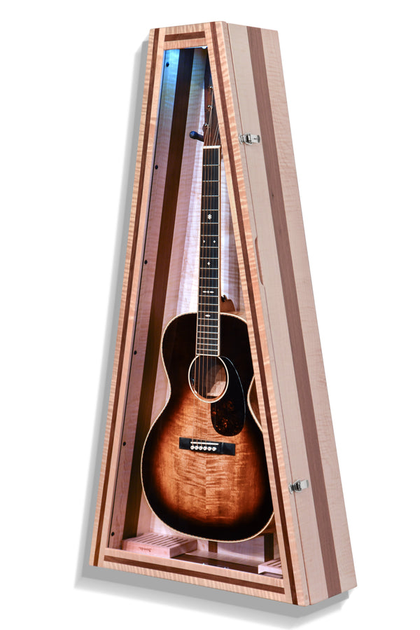 ClimaCase Triangle Humidor - Flamed Maple with Walnut