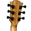 Close-up of aLAG T98PE Tramontane 98 Parlor Acoustic-Electric Guitar headstock made of natural wood with black tuning pegs, shown against a solid white background.
