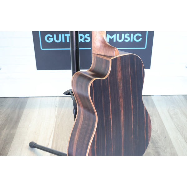 Kala KA-SSEBY-B-CE Solid Spruce Striped Ebony Baritone Acoustic-Electric Ukulele