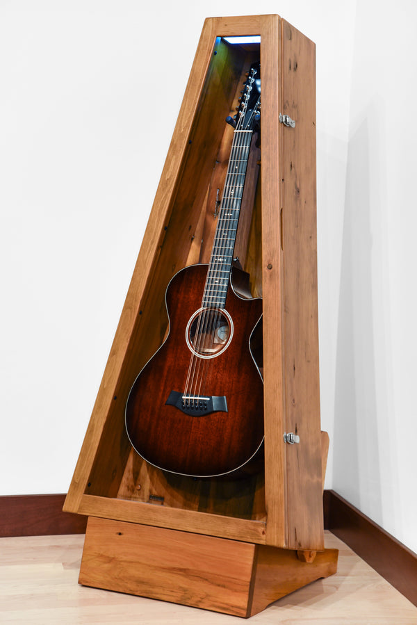 ClimaStand Triangle Humidor with Base - 300 Year Old Reclaimed Wood with Sealy Stain