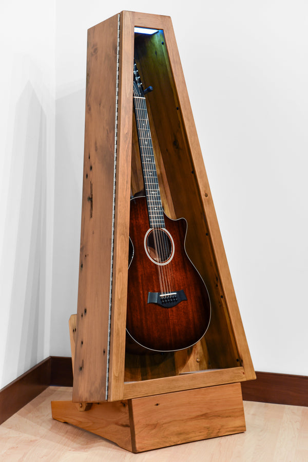 ClimaStand Triangle Humidor with Base - 300 Year Old Reclaimed Wood with Sealy Stain