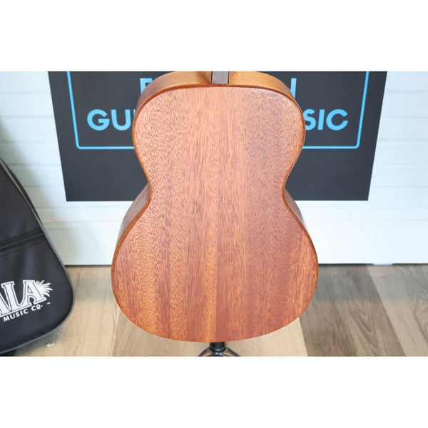 Back view of a Close-up of a Kala KA-WF-AMHG-T All Solid Mahogany Waterfall Tenor Ukulele at ECGMusic.
