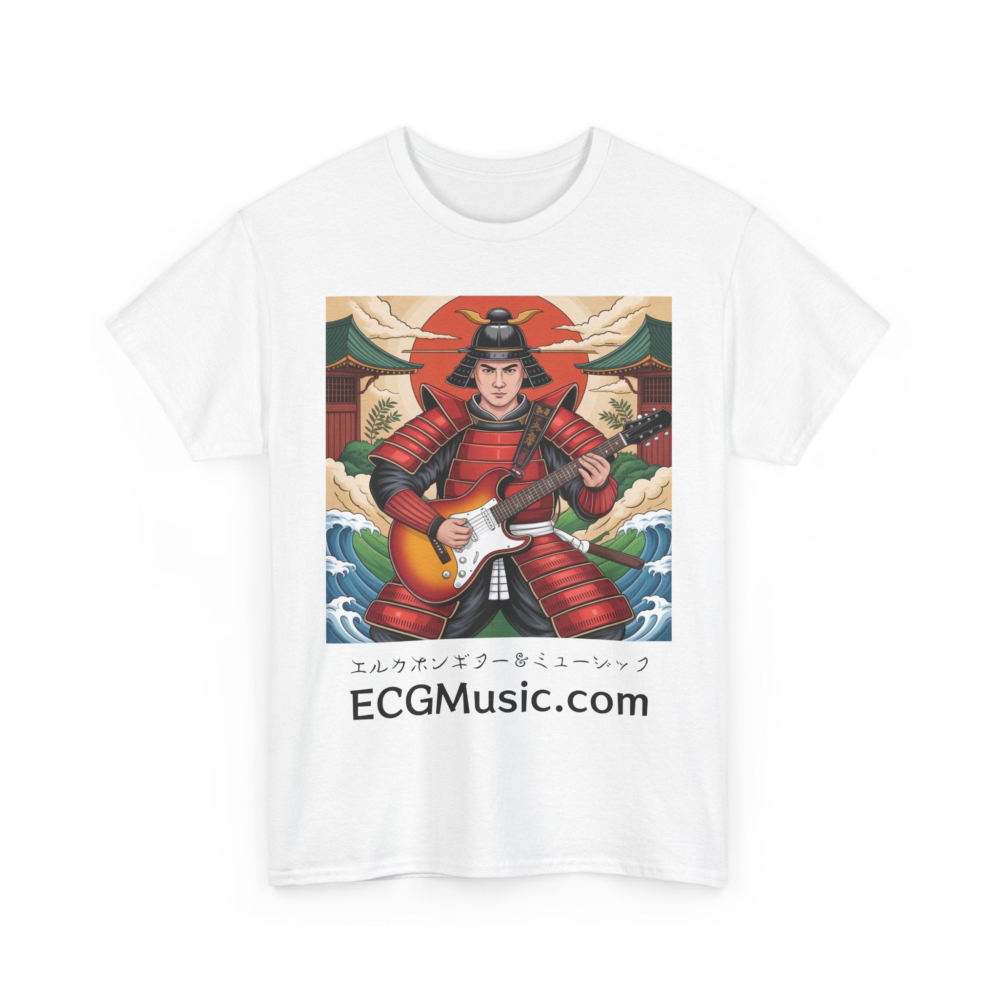 Rockin' Samurai Tee | Unisex Heavy Cotton Shirt, Guitar Lover Gift, Music Enthusiast Apparel, Unique Artwork Tee, Casual Wear