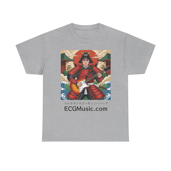 Rockin' Samurai Tee | Unisex Heavy Cotton Shirt, Guitar Lover Gift, Music Enthusiast Apparel, Unique Artwork Tee, Casual Wear